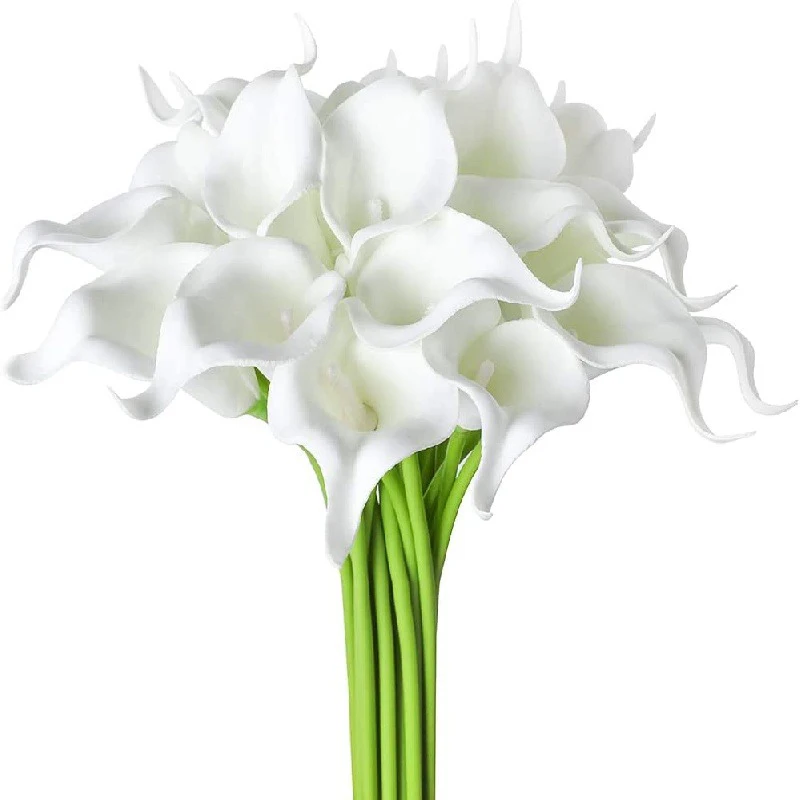 2/5 Stück Realistische Calla-Lilien Künstliche Blumen Weiß Hochzeitsstrauß Brautparty Heimdekoration Kunstblumen