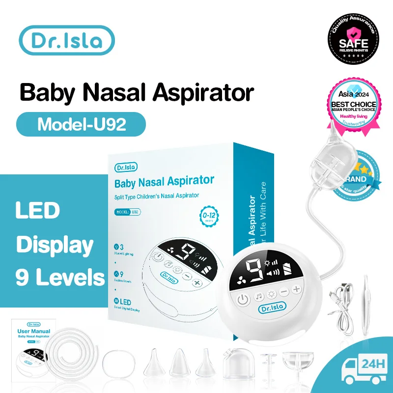 Baby Nasal Aspirator Electric Nose Cleaner Rechargeable with Built-In Music Night Light for Babies