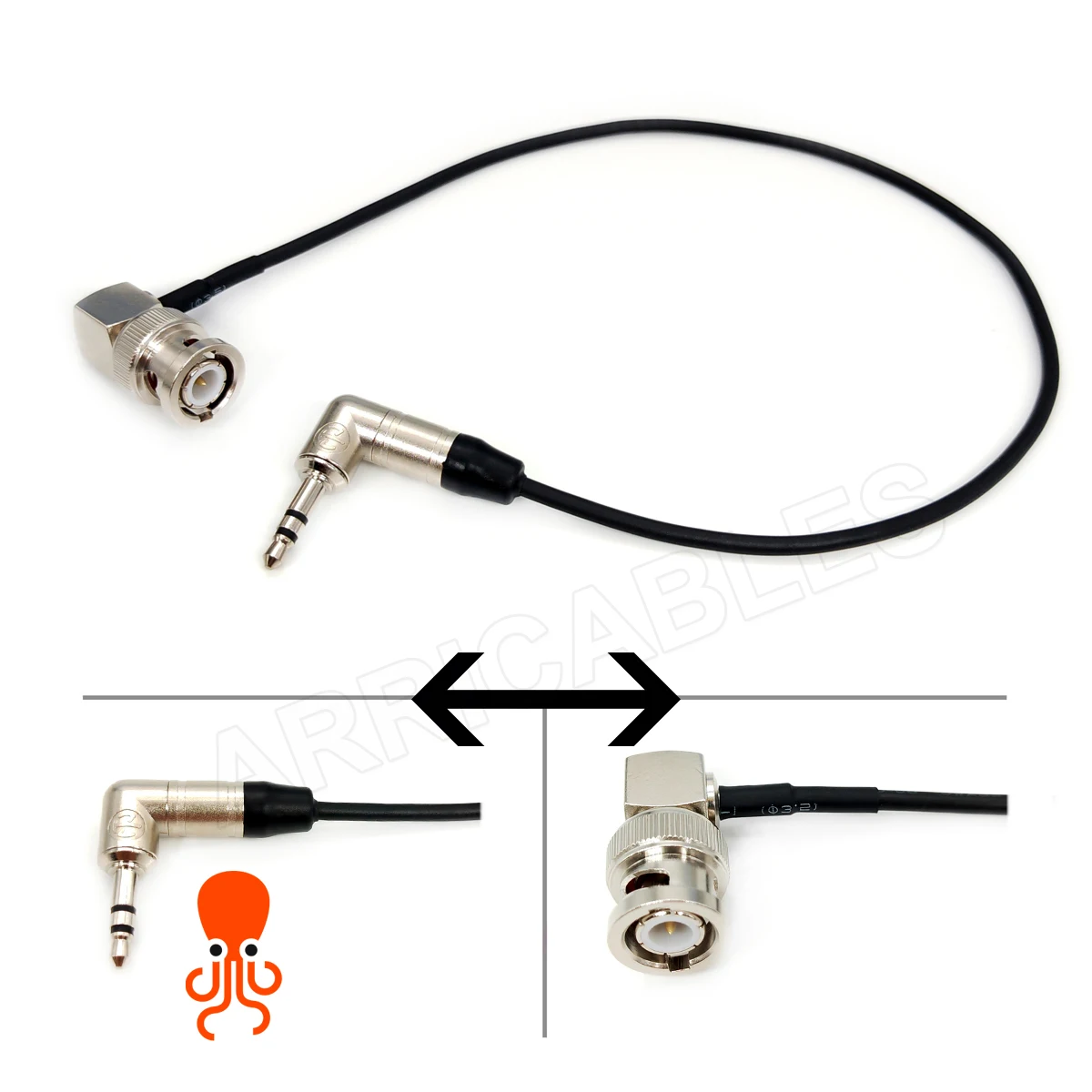 Tentacle Sync Timecode TRS Jack to BNC Right Angle Time Code Cable for