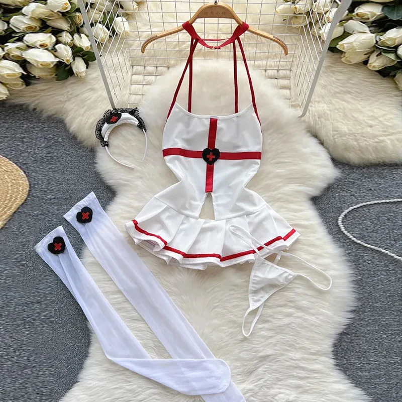 Female Sleevless Halter Playsuits Lace Sheer Open Crotch Lingerie Rompers Women Erotic Hollow Out Sexy Bodysuits Bow Jumpsuit