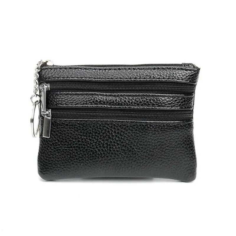 Women Men Leather Coin Purse Wallet Clutch Double Zipper Small Change Soft Bag Mini Card Cash Holder Dollars Pocket coin purse women wallet card wallet coin wallet change bag