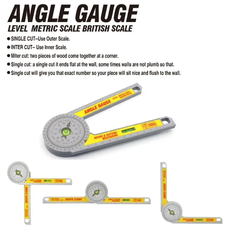 360 Degree Miter Saw Protractor High Accuracy Angle Finder Goniometer Measuring Ruler Tool R7UA