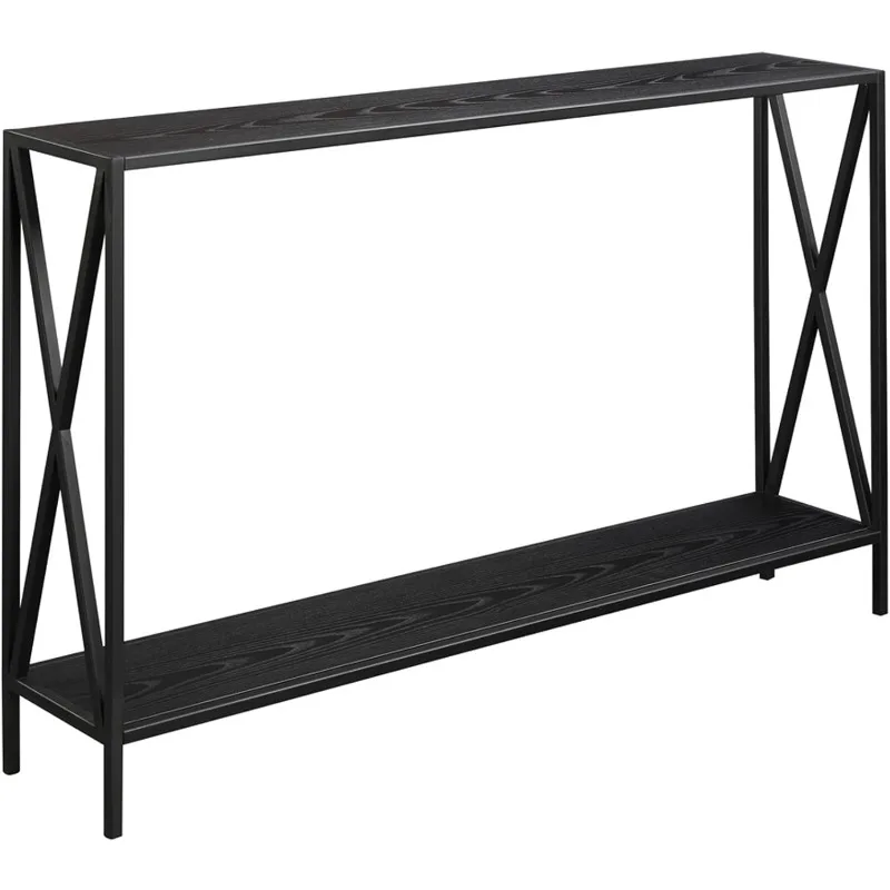 

Tucson Console Modern Sofa Storage Shelf, Entryway Hall Table for Living Room, 47.25"L x 9"W x 29"H, Black