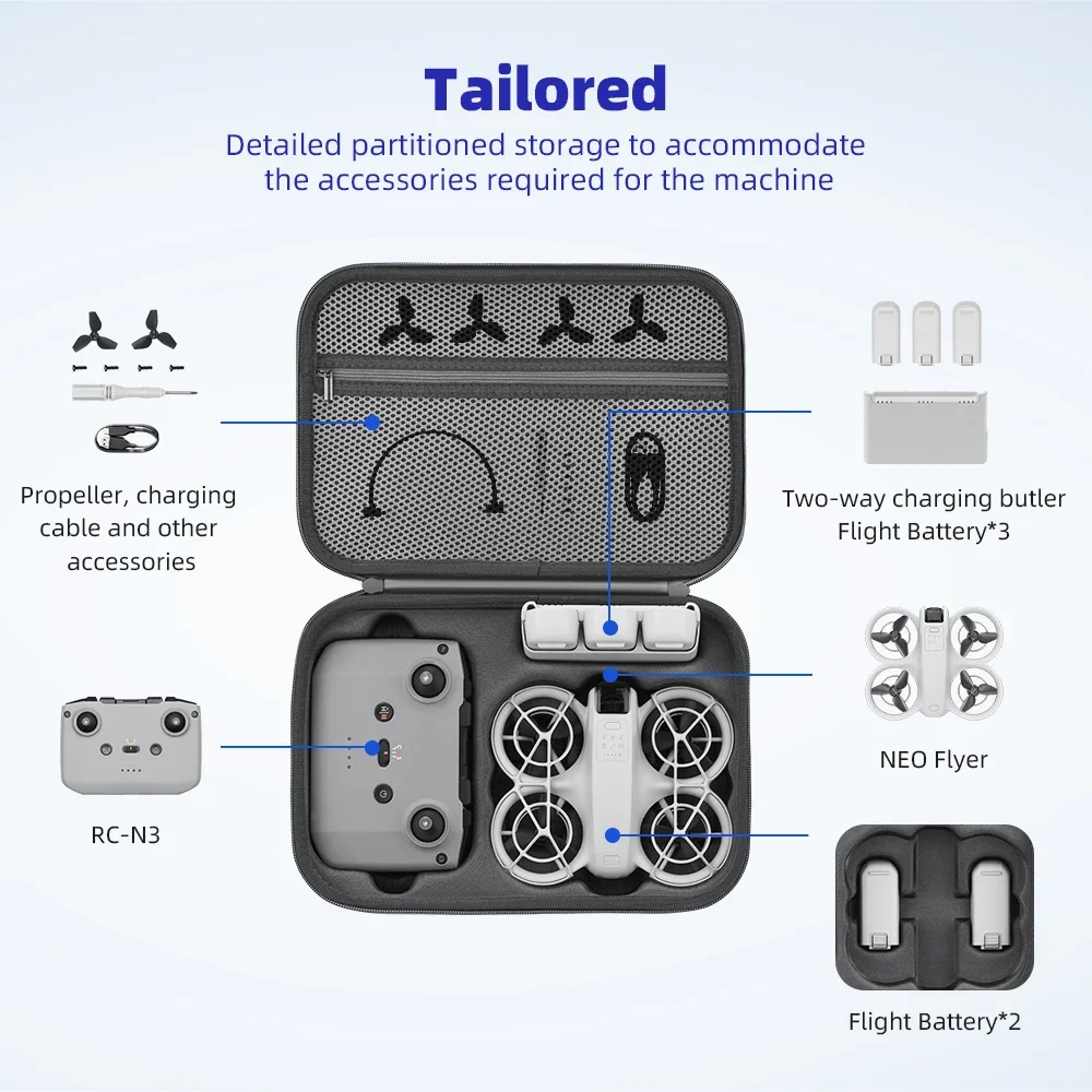 DJI Case Drone Case Drone Storage Bag Drone Accessories Storage Bag For DJI Neo Drone Body Battery Protective Carrying Case RC N3 PU Remote Controller Handbag NEO Travel Box