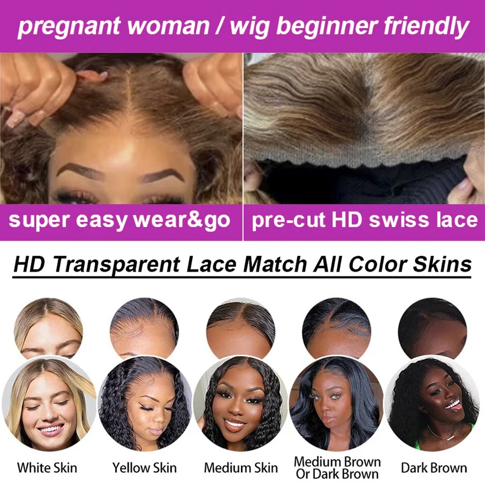 Lace Front Wigs Highlight Wig Brazilian Brown Colored 7x5 13x4 Glueless HD Lace Front Human Hair Wigs For Women Ombre Body Wave