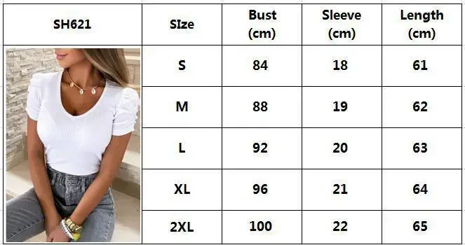 Blusen mit Rundhalsausschnitt und Puffärmeln für Damen