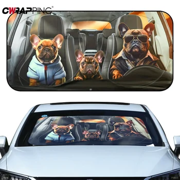 Dogs Driving Windshield Sunshade 1