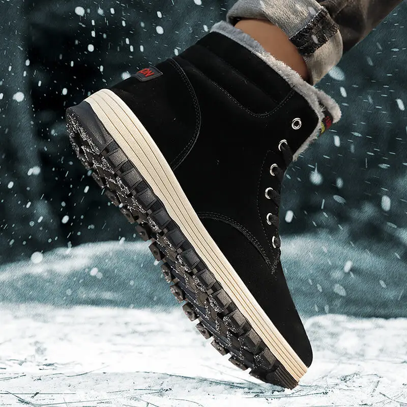 남성용 발목 부츠 레이스업 캐주얼 스노우 부츠, 따뜻한 겨울 신발, 하이킹 부츠, 야외 등산 트레킹 신발