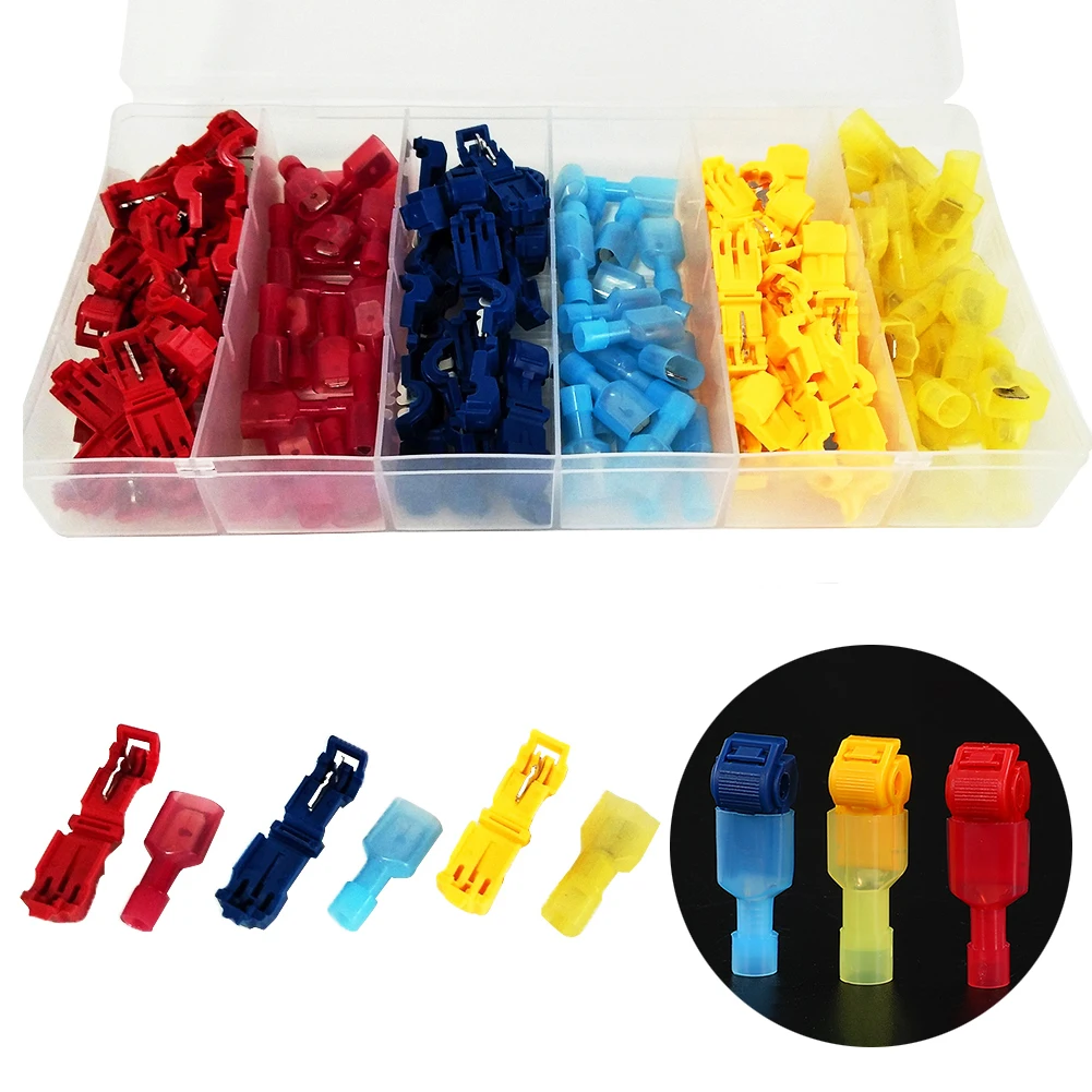 

120pcs Quick Safe Splice Lock Wire Terminals Connectors Electrical Crimp Cable Snap For Wire Connection Cable Protectors
