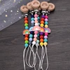 Beech Wooden Baby Pacifier Clip Handmade Cartoon Rainbow Silicone Teething Beads Infant Nipple Chain Nursing Toy Chew Gift 3