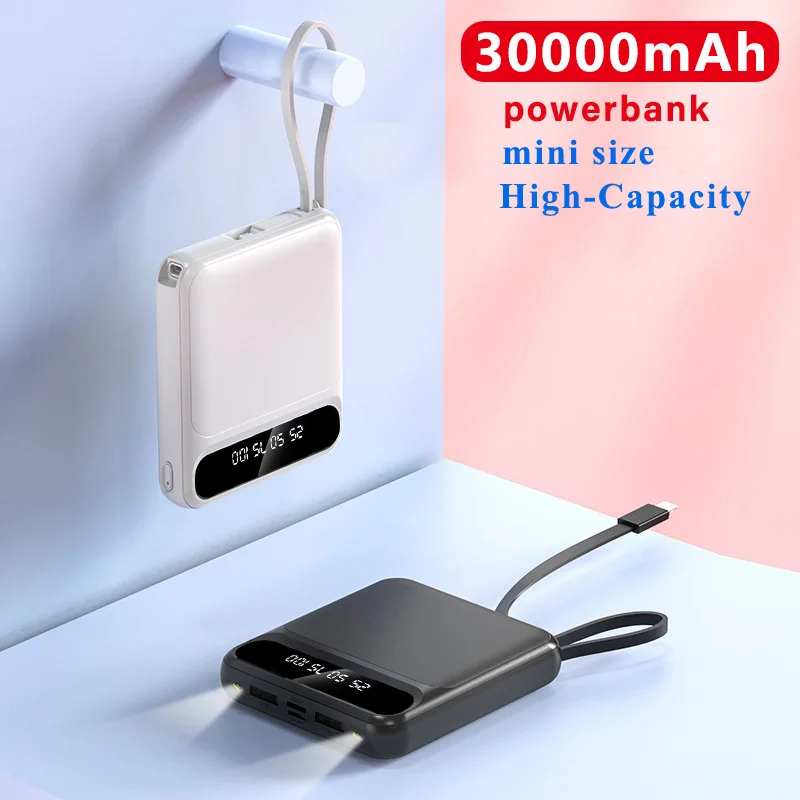 65w power bank 50000mAh Mini Power Bank with Digital Display Portable Charge Powerbank Built In Cables External Battery Fast Charger For iPhone samsung battery pack