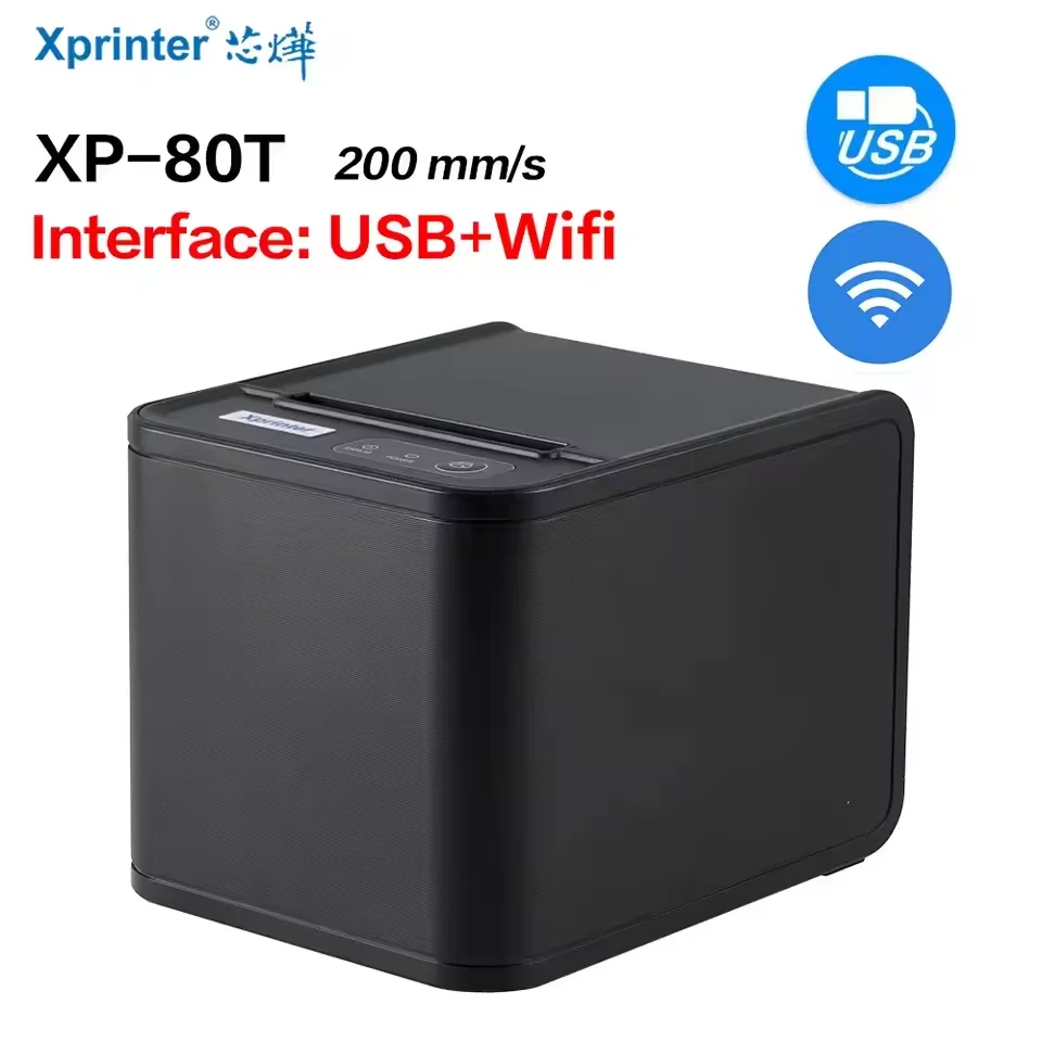 XP-80T 레스토랑용 감열 프린터 BT WIFI USB 이더넷 HD 인쇄 주문서 영수증 배달 주문서 자동 용지 절단 기능 포함