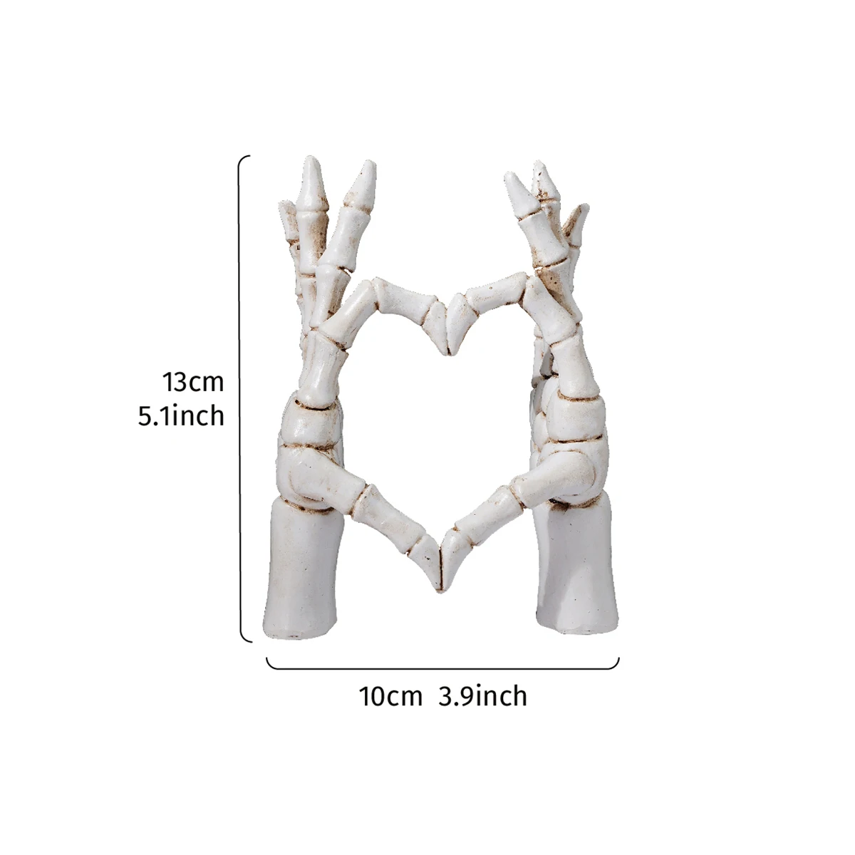 1PC, Halloween decoration, resin material skull finger heart-shaped skull head double heart-shaped home desktop decoration piece