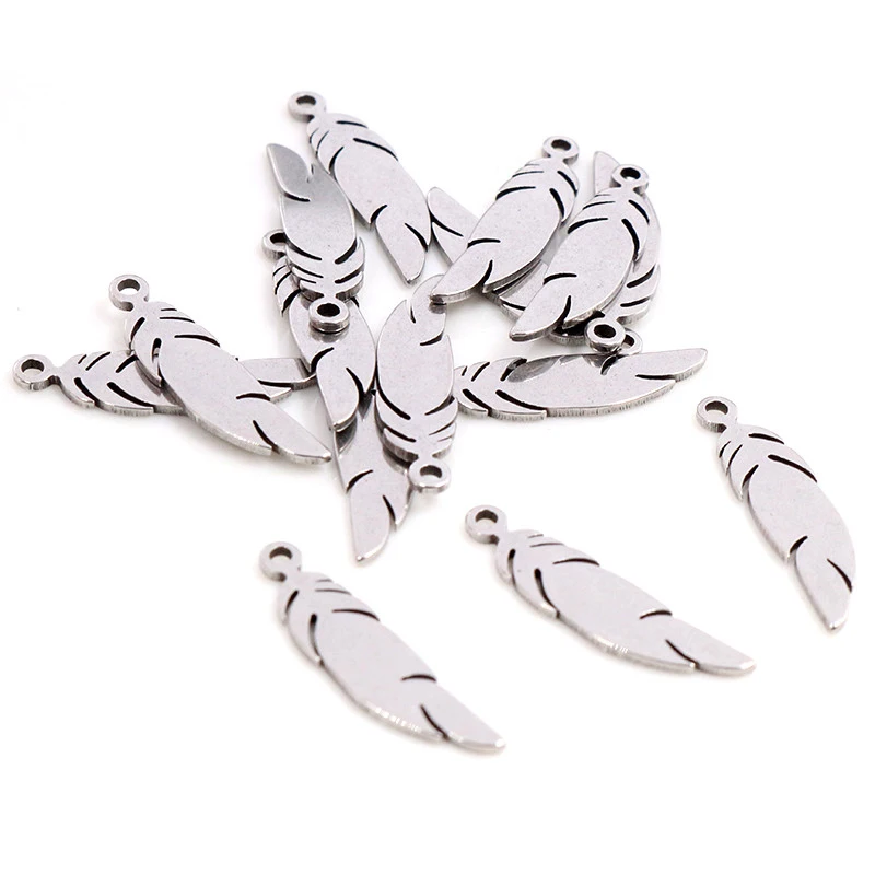 Stainless Steel Charms Jewelry Charms Star Charms Alloy Heart Charms Metal Charm 30pcs/lot No Fade 316 Stainless Steel Feather Leaf Moon Star Heart For Necklace Pendant DIY Jewelry Making