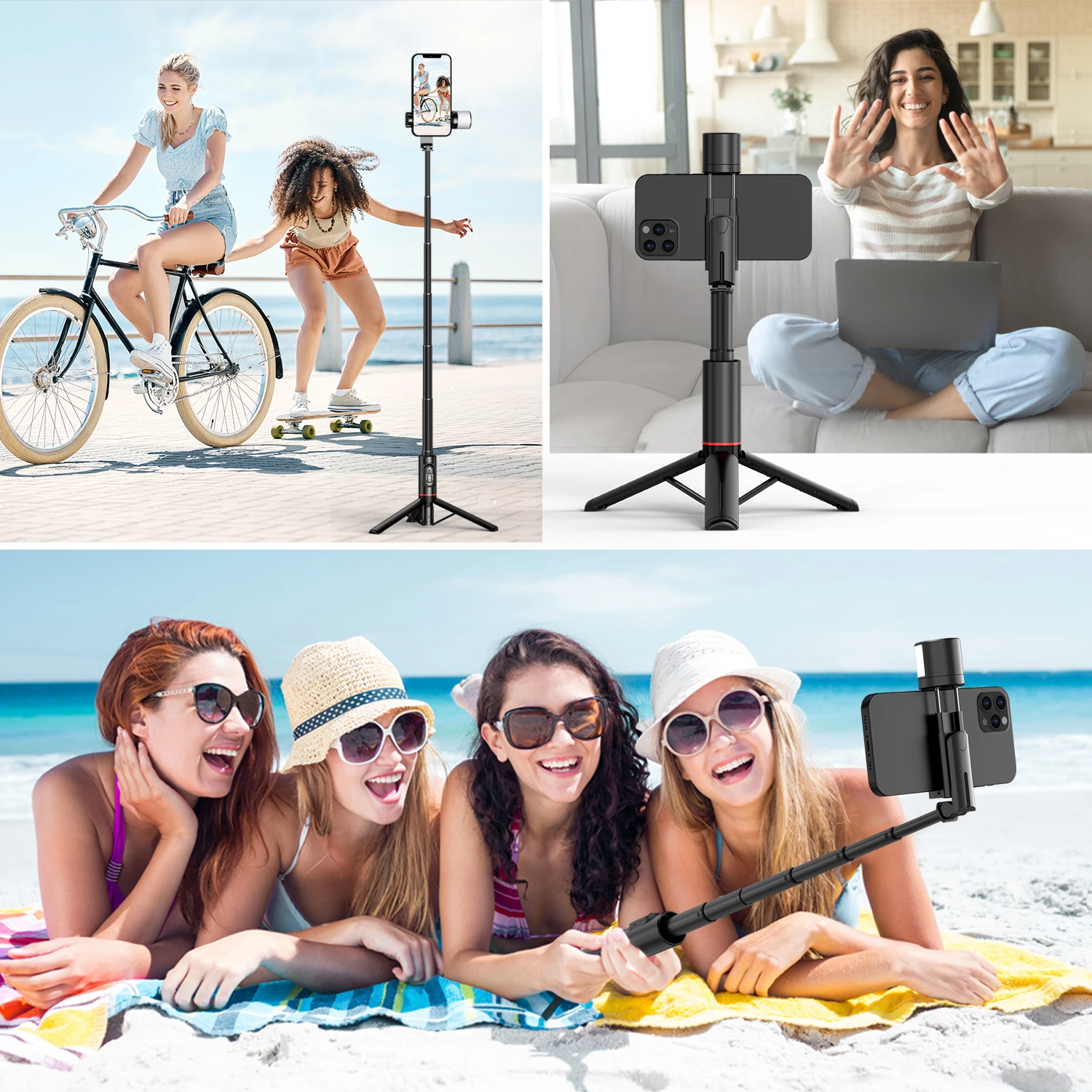 Selfie Stick Tripod Selfie Stick Cell Phone Selfie Stick Smartphone Selfie Stick Phone Selfie Tripod Selfieshow Q12s Wireless Bluetooth Phone Telescopic Fill Light Tripod Selfie Stick Stabilizer For Huawei iPhone 13 Android Xiaomi