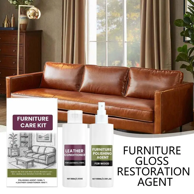 Hardwood Floor Cleaner 2 Pieces Cabinet Shine Restorer Conditioner Gentle & Quick Polisher Spray With Long-Lasting Protection