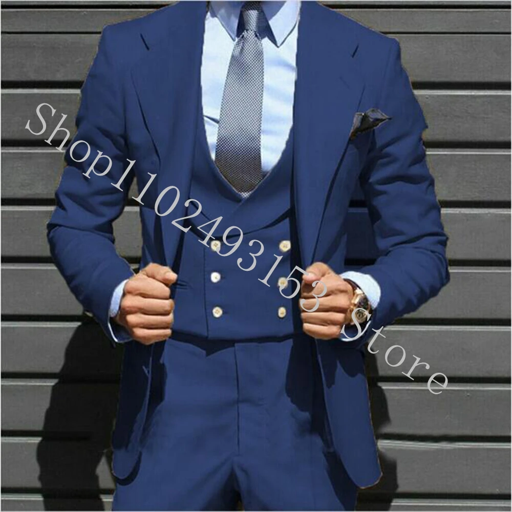 2023 New Arrival Men Suits For Wedding Notched Lapel Two Buttons 3 Pieces Formal Business Groomsmen Wedding Tuxedo Costume Homme