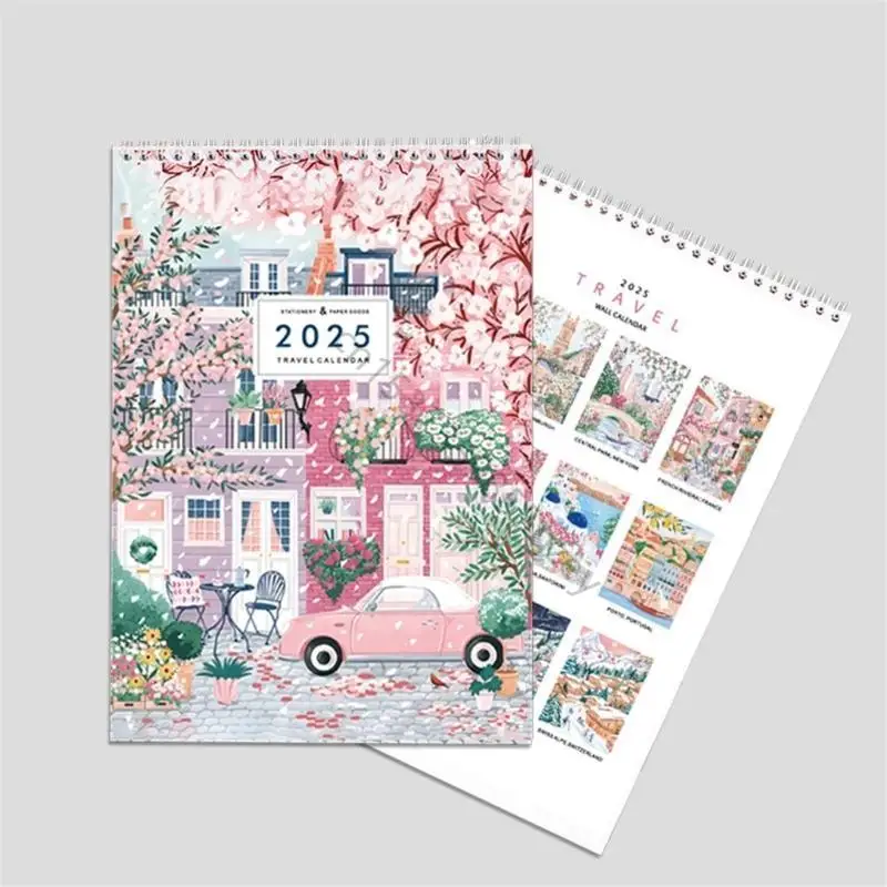 2025 여행 체크리스트 캘린더 트윈 코일 제본 2025 월간 캘린더 플래너 69HA