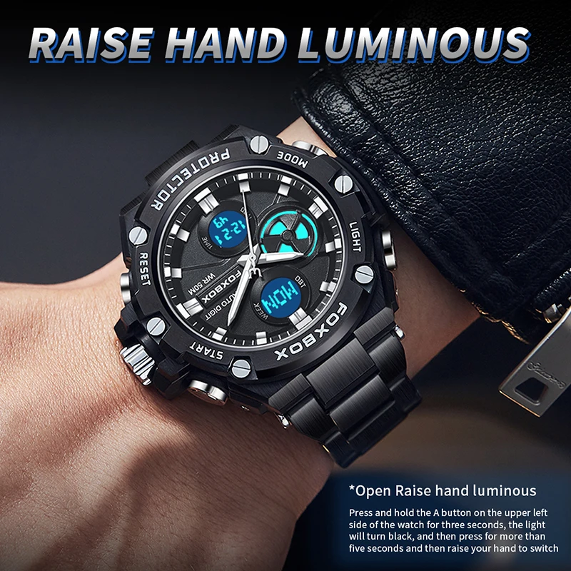 LIGE Top Brand Men's Watches Luxury Big Quartz Wristwatch Waterproof Luminous  Alarm Watch for MenStopwatch Clock