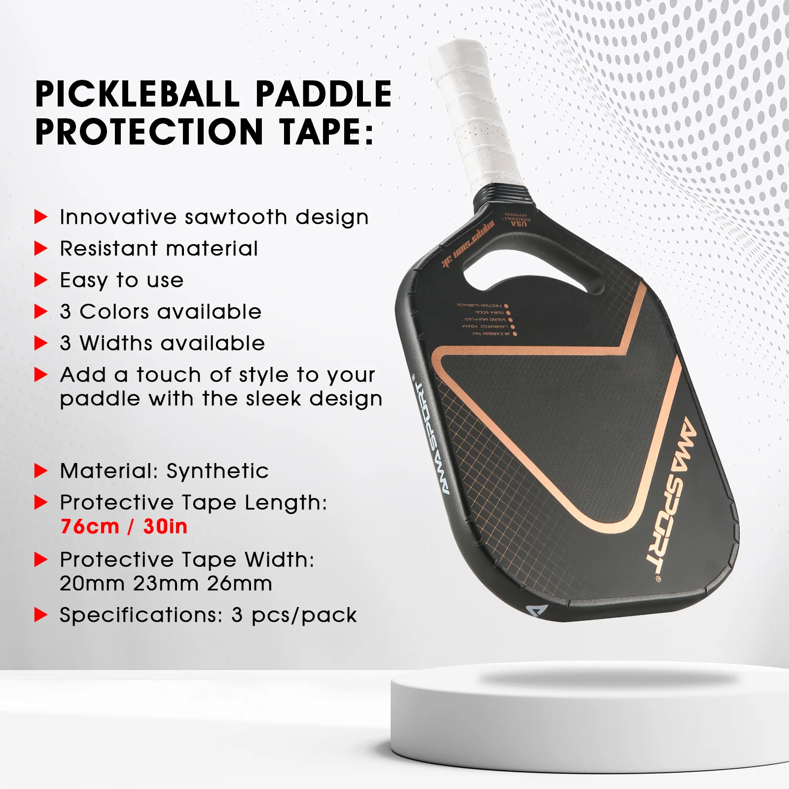 Pickleball Paddle Edge Guard Tape Perfect Fit Pickle Ball Paddle Edge Protection Tape No Wrinkling White Standard Width - View #8