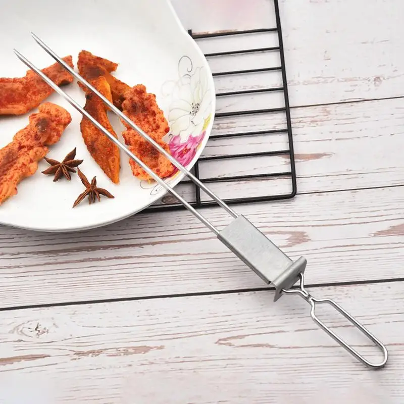 

Stainless Steel Grill Fork Metal Skewers For Barbecue Stainless Steel BBQ Grill Forks Sticks Fork Straight Tube For BBQ Cooking