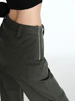 ZHISILAO Fake 2 Pics Casual Cargo Pants Women Vintage Patchwork High Waist Flare Straight Trousers 2024 - Image 6