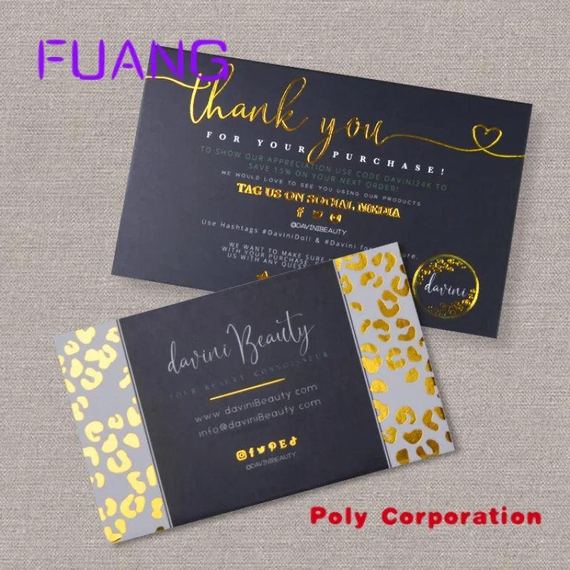 Custom  Luxury custom printing embossed 500gsm cotton paper cardboard name business card Luxury Thank You Card For Small Busines