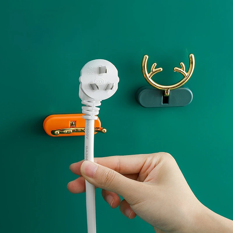 

2PCS No-punch Wall Trim Hooks Key Holder Towel Holder Household Plug Data Cable Hooks Multi-function Storage Hooks Wall Hooks