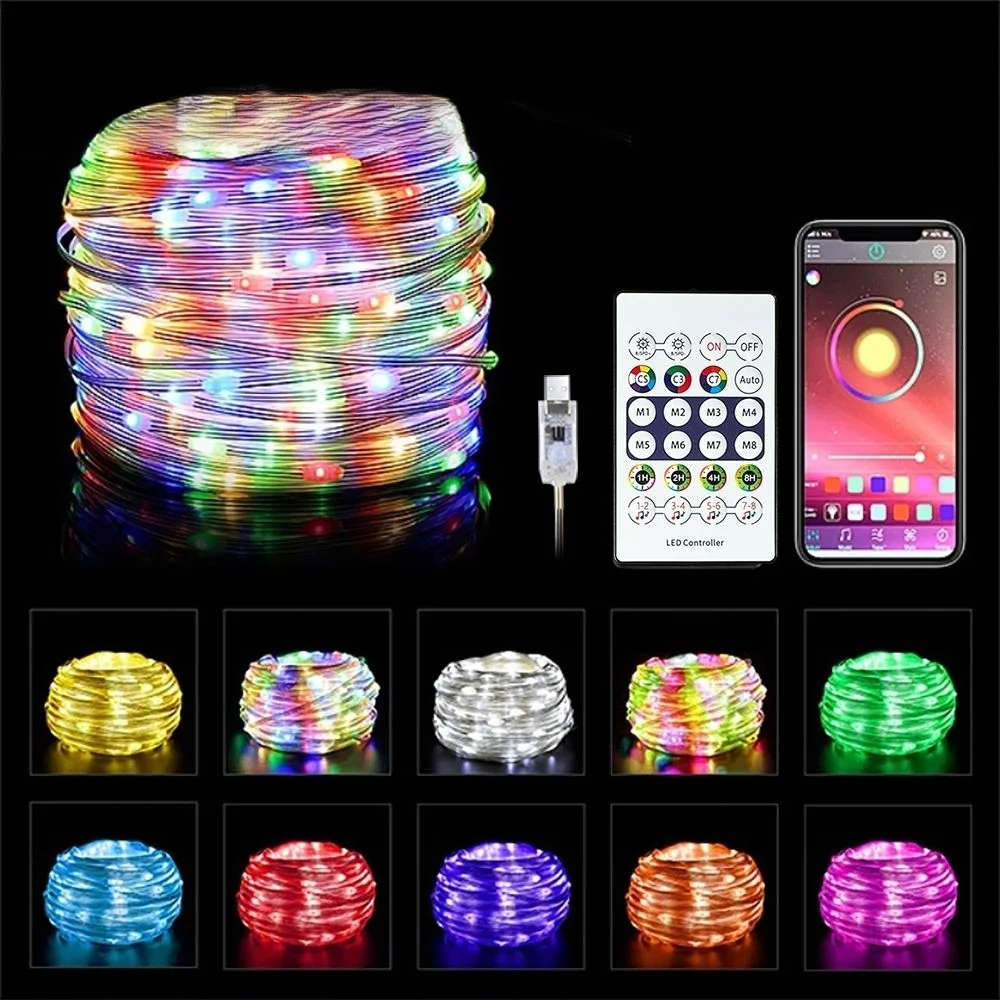 Waterproof USB-Powered Fairy String Lights with 8 Lighting Modes and Remote Control for Celebrations and Decor