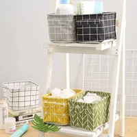 Linen Desktop Storage Basket Sundries Toy Storage Box Laundry Basket Underwear Cosmetic Organizer Office Stationery Organizer 4