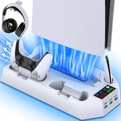 Advanced Cooling and Dual Controller Charging Station (For PS5 while)