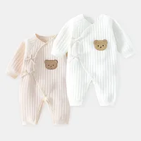 Bear Baby Jumpsuits with Hat Cotton Toddler Rompers for Boys Girls Long Sleeves Baby Onesies Soft Breathable One-Piece Pajamas 2