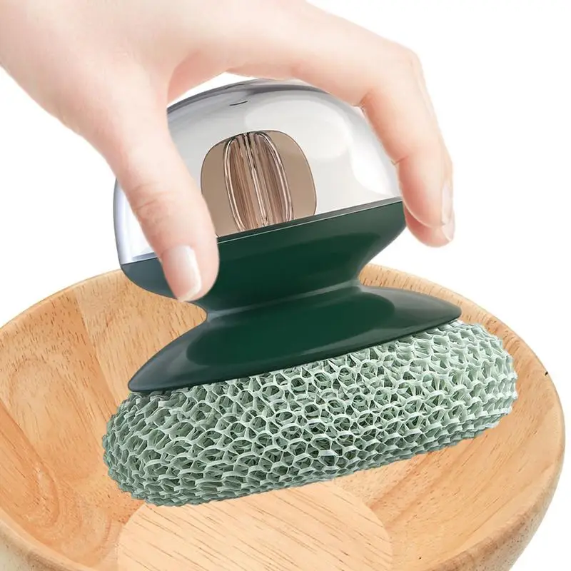 

Soap Dispensing Palm Scrab Brush Kitchen Round Dish Sponges Scourer Cleaning Ball With Handle Multifunctional Cleaning Brush