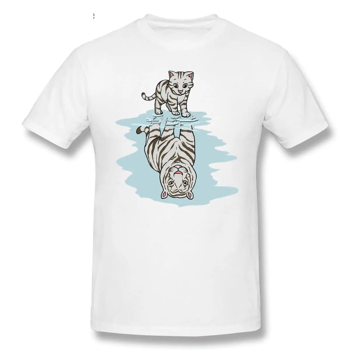 

Cute Wild Animal Cat Tiger Short Sleeve Casual Men O-neck 100% Cotton T shirt Top