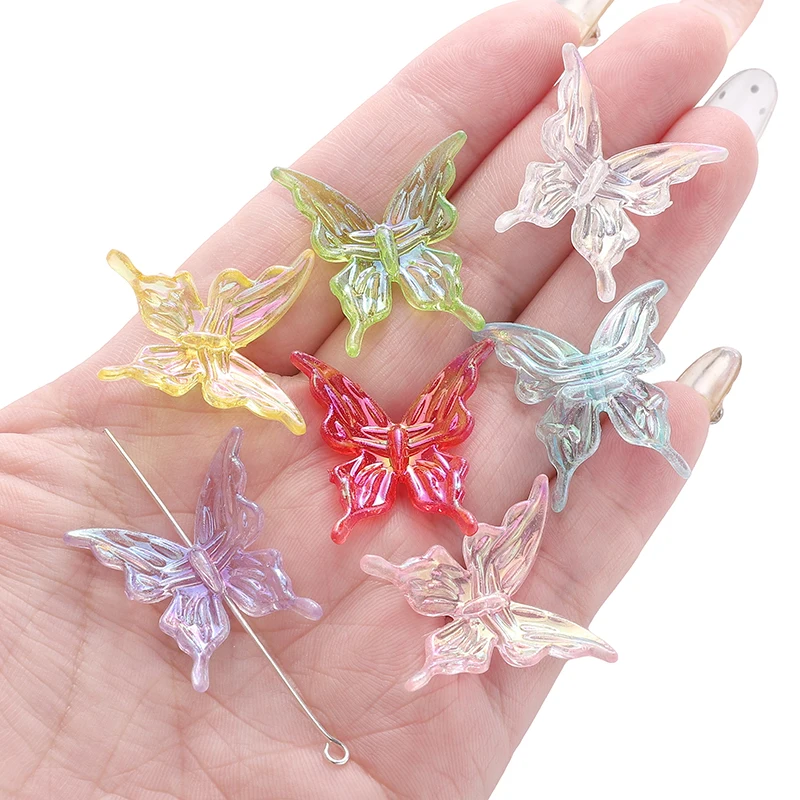 20Pcs Iridescent Butterfly Beads for Jewelry Making and Crafts