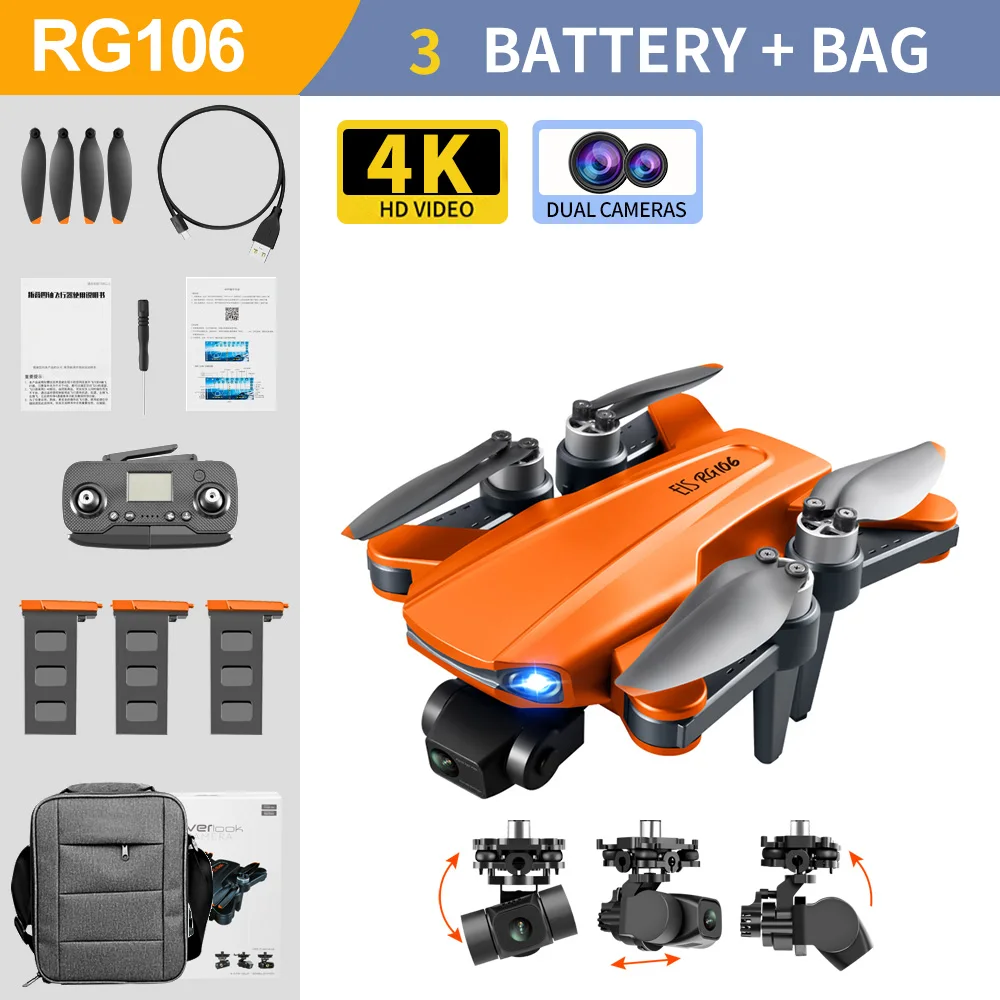 2022 New RG106 Drone 8k Dual Camera Profesional GPS Drones With 3 Axis Brushless Rc Helicopter 5G WiFi Fpv Drones Quadcopter Toy mini rc helicopter RC Helicopters