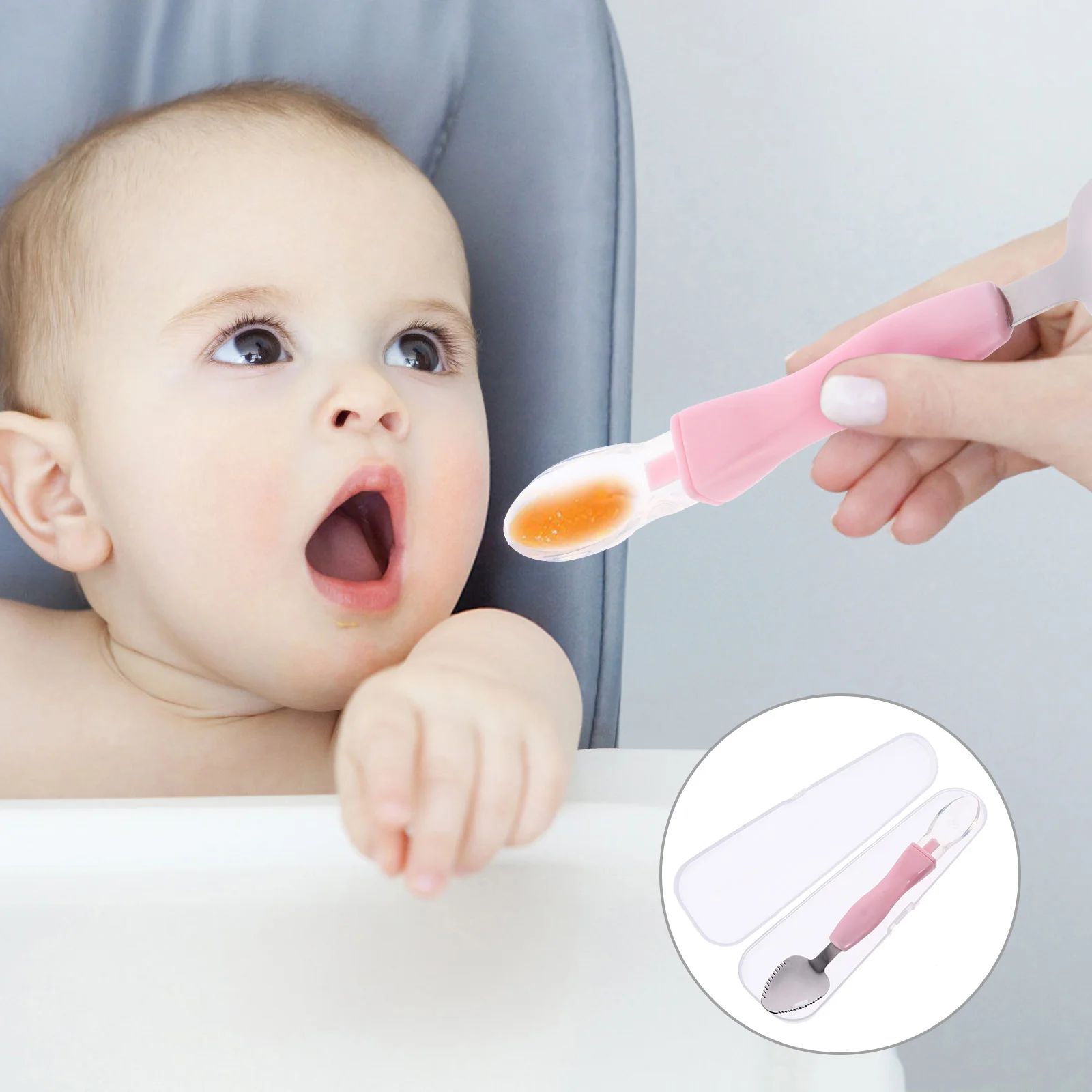 

Children Mud Scraping Spoon Baby Fruit Mud Spoon Silicone Fruit Spoons