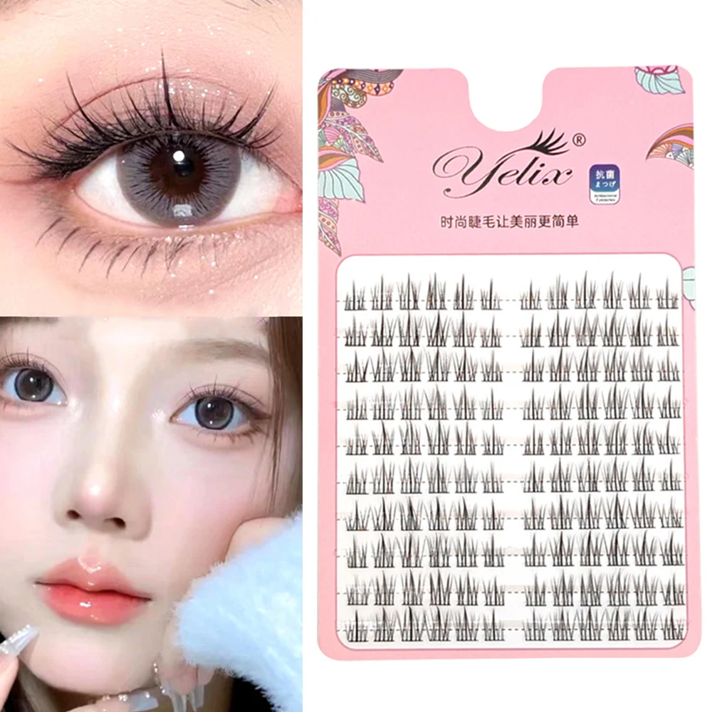 

10 Rows Sunflower False Eyelashes Natural Manga Lashes Comic Eye Cluster Eyelash Extension Large-capacity Curly DIY Lashes Kit