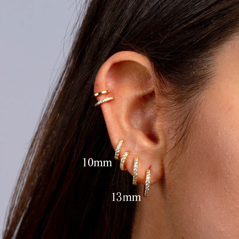 925 Sterling Silver 6mm 8mm 10mm Classic Round Gold Huggie Hoop Earrings for Women Men Tiny Huggie Rock Earrings Jewelry Gifts 5