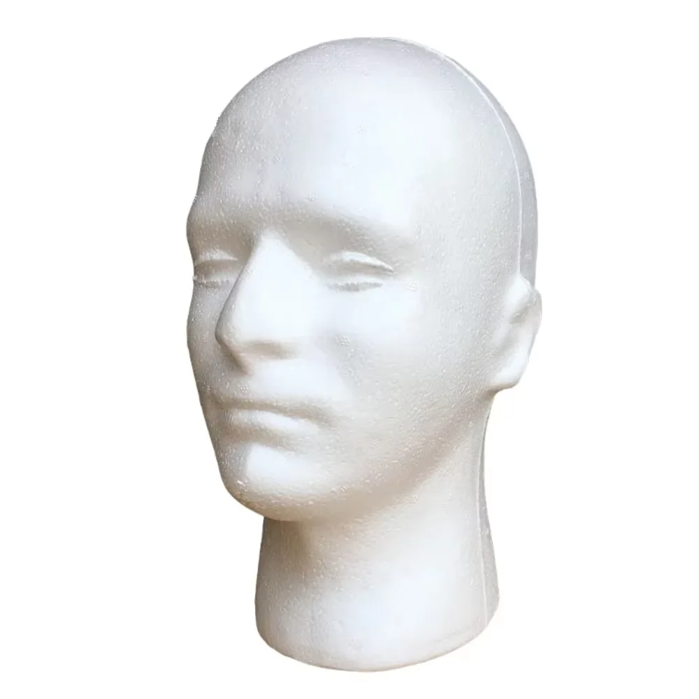 Espositore per Cappelli, Occhiali e Parrucche - Modello Testa di Manichino in Schiuma Bianca - immagine 2