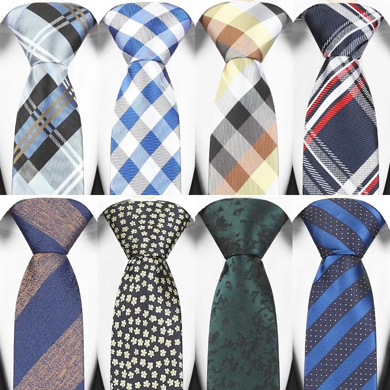 

Fashion Mens Tie NEW 6CM Skinny Tie for Men Narrow Slim Necktie Plaid Paisley Dot Stripes Neck Ties Arrow Business Party Ties