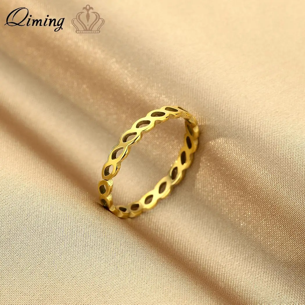 Qiming Dainty Twisted Infinity Ring Per Le Donne Gioielli Geometrici In Acciaio Inossidabile Anelli Con Nodo Infinito