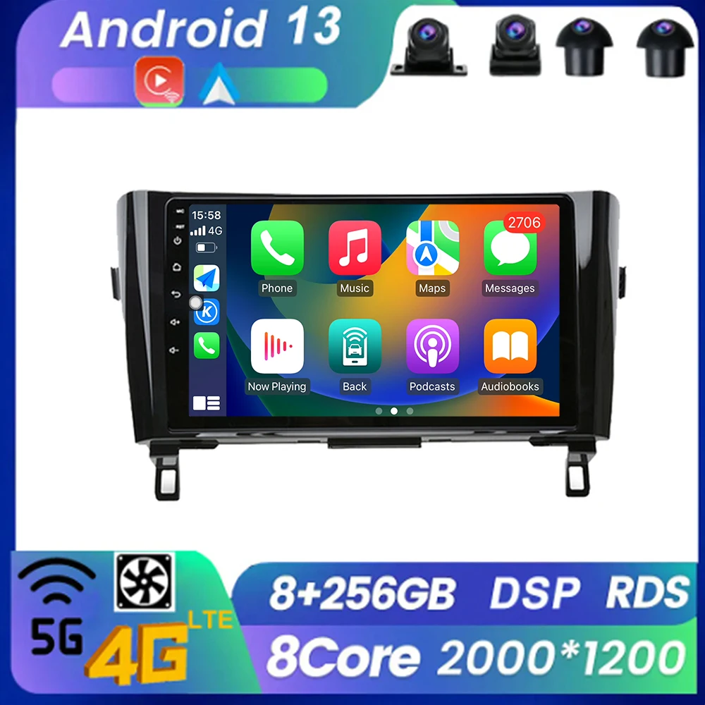 

Autoradio Wireless Carplay Multimedia For Nissan Qashqai J11 X-Trail 3 T32 2013-2017 Radio Bluetooth WIFI Android 13