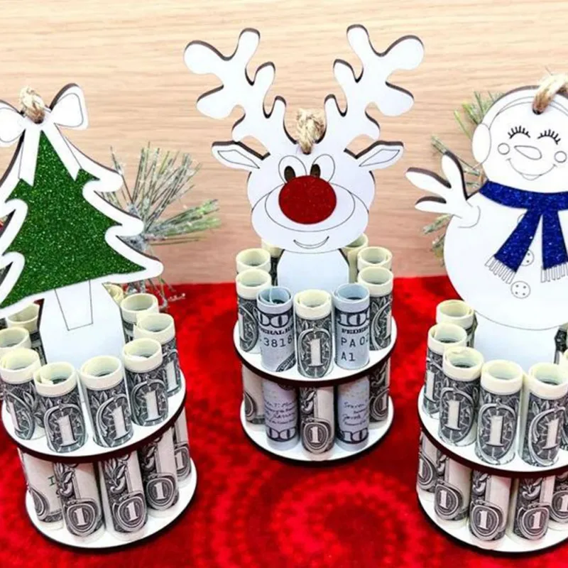 

Рождественская коробка для наличных, деревянное украшение, подвеска в виде лося, праздничное украшение для стены, двери, окна, подвеска на рождественскую елку