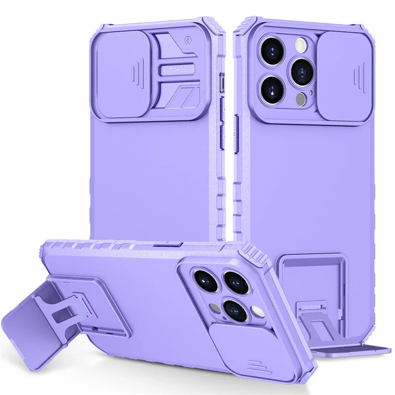 Shockproof Armor Slide Camera Lens Protect Phone Case with Back Cover