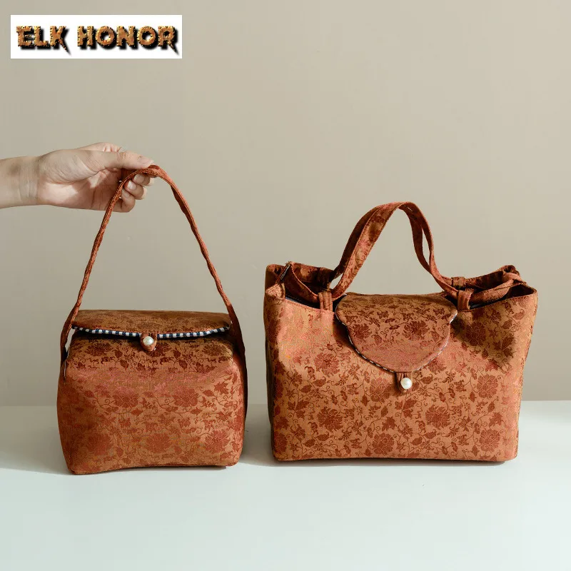 Entangled Lotus Weaving Brocade Tea Storage Bag Portable Travel Teaset Cloth Bag Protection Tea Cozy For Pot Hand Teaware