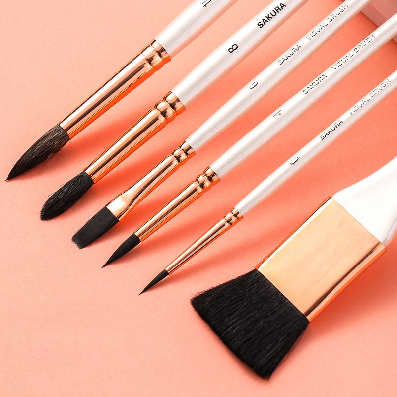 6Pcs Professional Short Stick Watercolor Brush Set Acrylic Oil Watercolor  Brush Hooklines Artist Exquisite Drawing Art Supplies - AliExpress