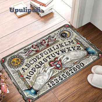 Ouija Board Witchcraft Doormat Flannel Bath Mat Anti Slip Halloween Divination Absorbent Mat for Living Room