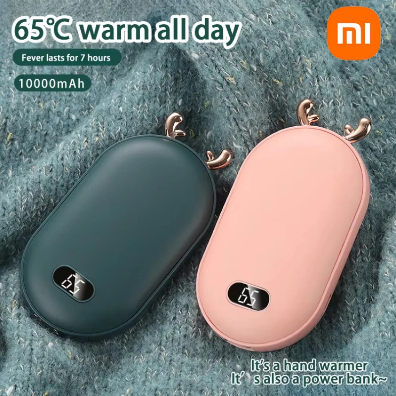 Portable Hand Warmer Xiaomi 2 In 1 Pocket Hand Warmers Power Banks 10000mAh Battery Mini Digital Display Adjustable