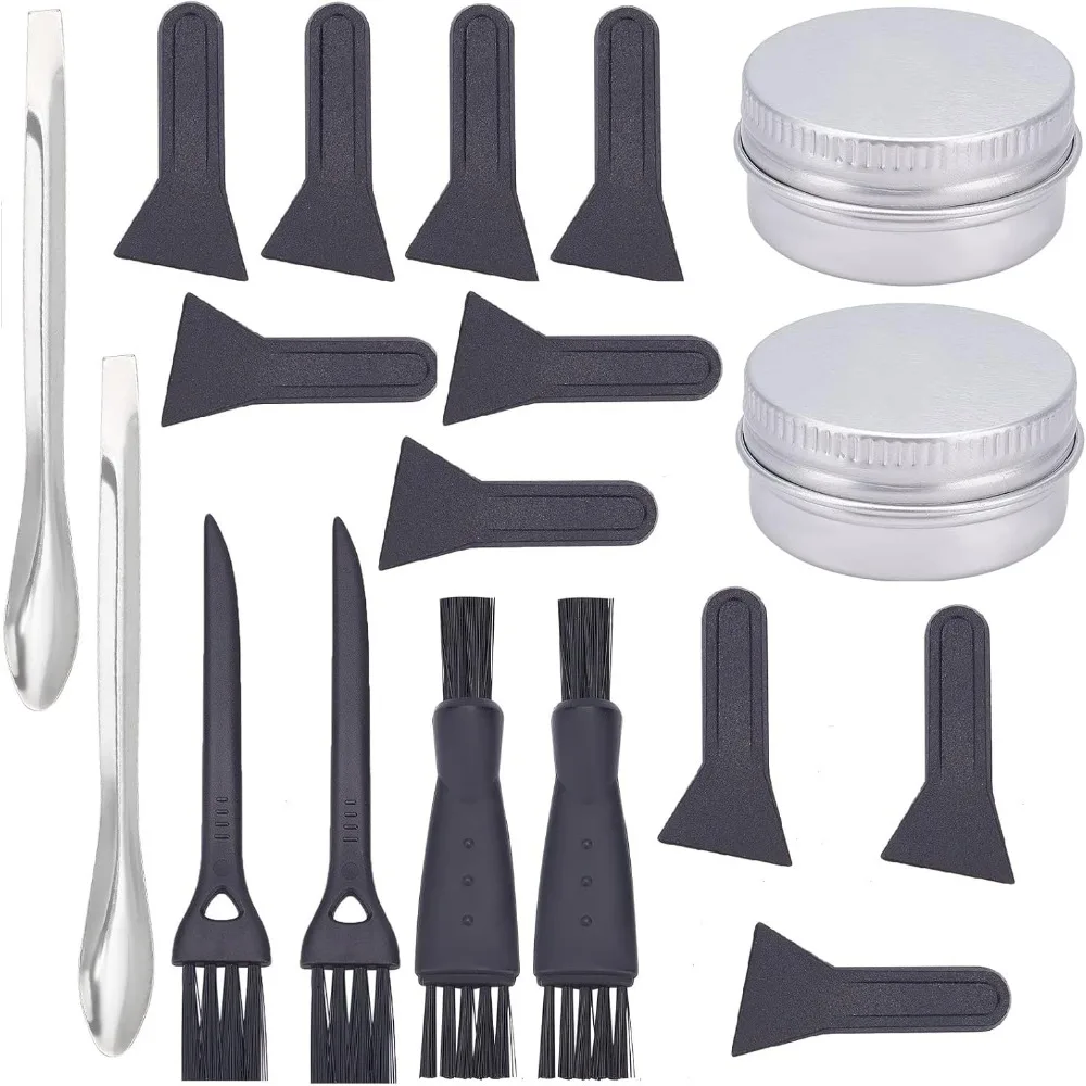 Pollen Scrapers Kit 18PCS for Grinder Including 4PCS Plastic Cleaning Brush 10PCS Black Pollen Scrapers 2PCS Steel Spatula Scoop pollen scrapers kit